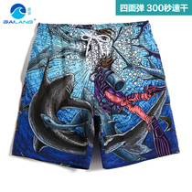 Gailang seaside holiday Tide brand mens beach pants elastic quick-drying cartoon big pants fashion shorts flat corner swimming trunks