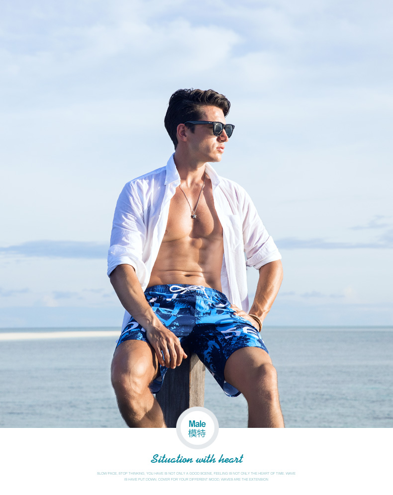 Gailang kỳ nghỉ bãi biển quần nam khô nhanh kích thước lớn với lót bãi biển boxer trunks casual loose quần short năm quần 	quần áo đi biển du lịch	