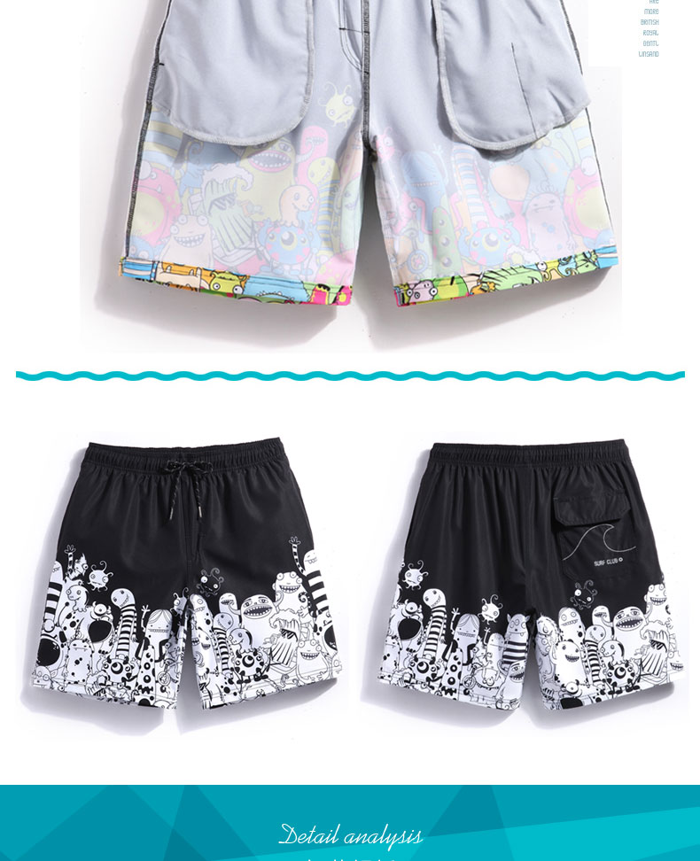 Gailang thủy triều kỳ nghỉ biển bãi biển quần nam nhanh khô lỏng kích thước lớn in quần short - Quần bãi biển 	mua quần đi biển	