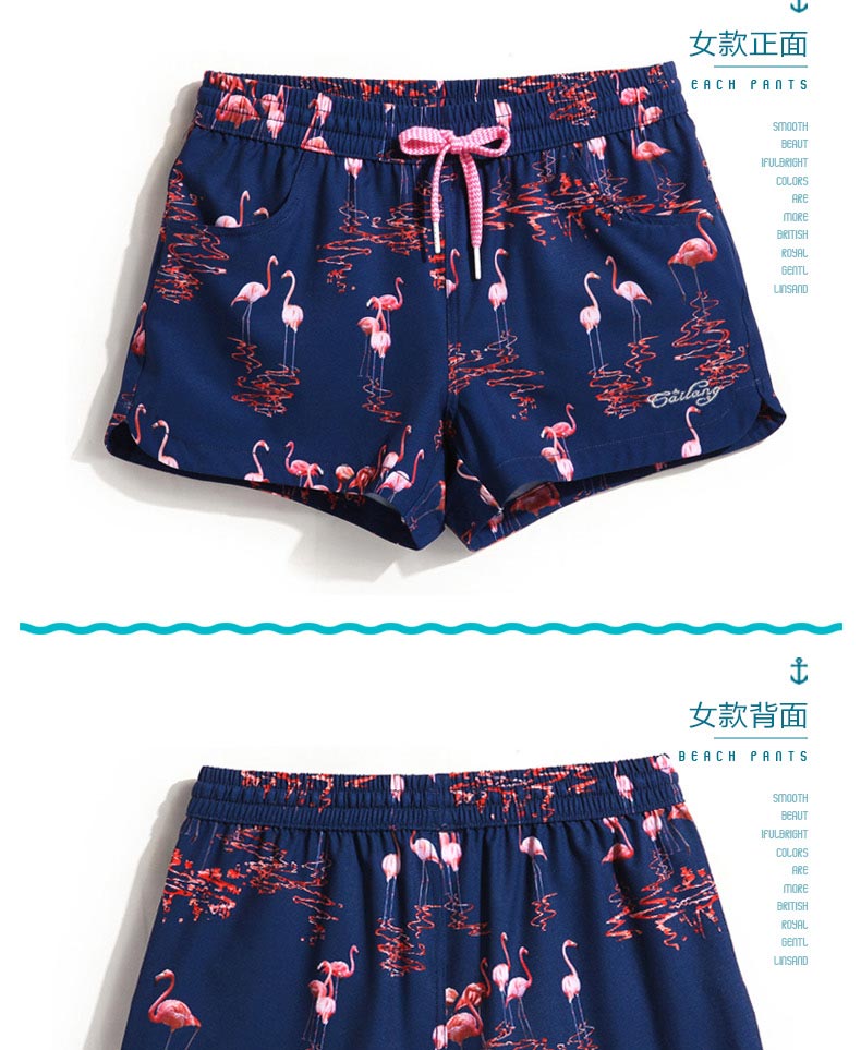 Cover Wave Kỳ nghỉ không thấm nước Quần đi biển bốn mặt Phụ nữ Nhanh khô Kích thước lớn Quần short giản dị Quần trôi quần nữ nóng - Quần bãi biển 	quần đi biển tập thể