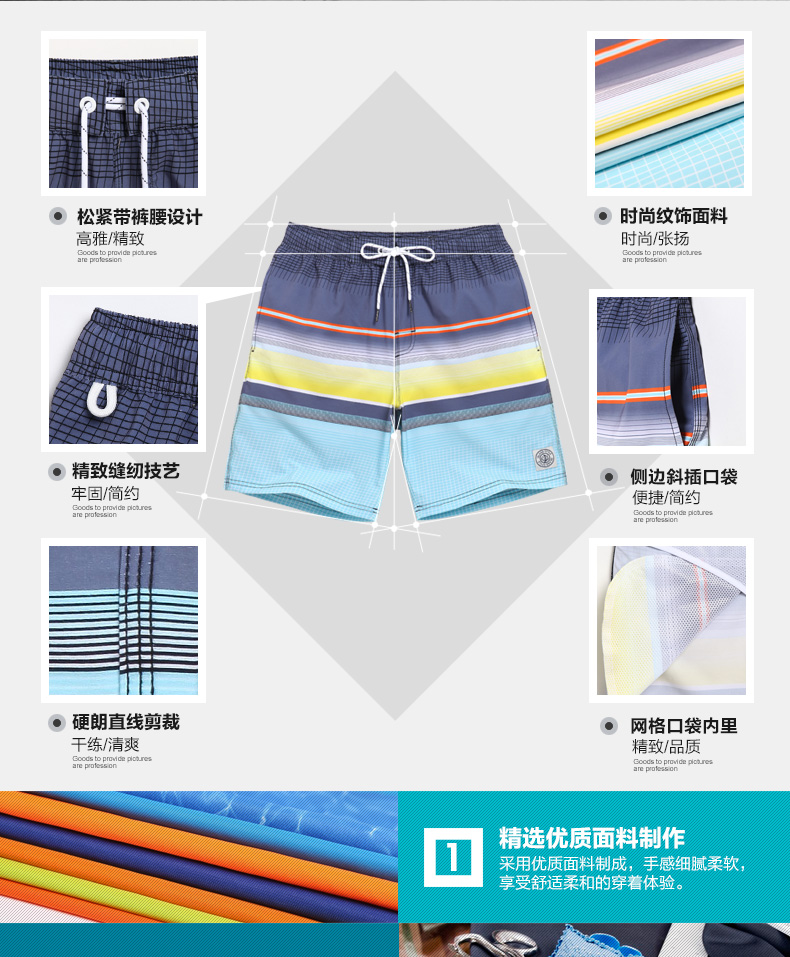 Bìa sóng với lót căng quần bãi biển nam nhanh chóng làm khô lỏng kích thước lớn boxer trunks tuần trăng mật kỳ nghỉ quần short giản dị 	quần đi biển cho bé trai
