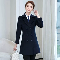 AL высококачественные двубортные темно-синие синие женщины