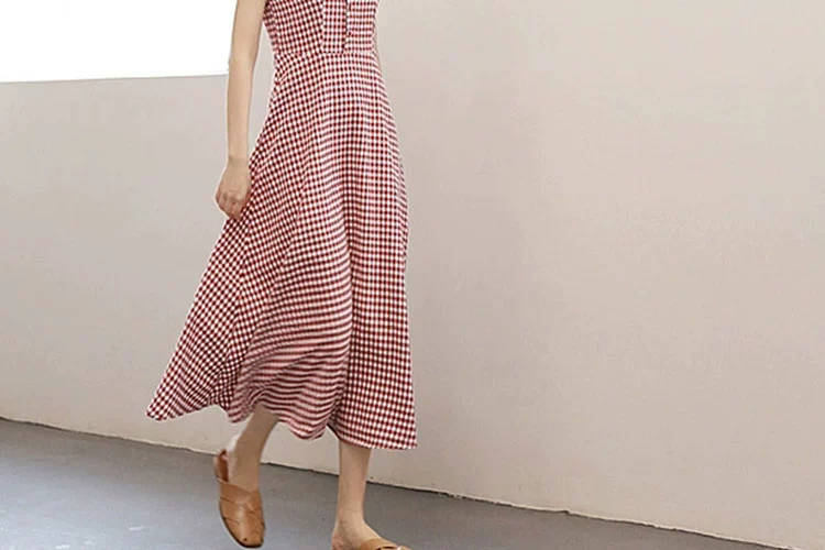 Đầu thu 2019 mới khôn ngoan váy khói hoa chuông Pháp kẻ sọc nhỏ cộng với áo hai dây cardigan - Sản phẩm HOT
