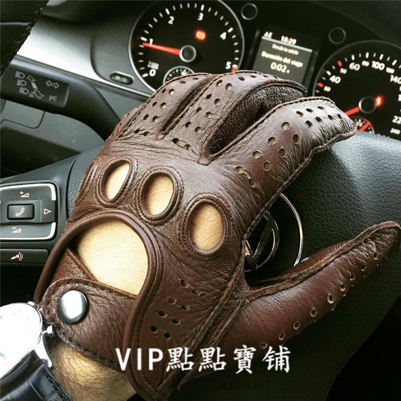 Romania imported handmade deerskin perforated summer Harley motorcycle men and women knight driving gloves