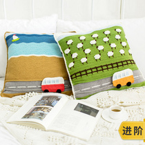 New Mommy Hands on a journey Family Pillow Cover Handknitted Diy Wool Wire Group Crochet Hook Needle Homemade Material Bag Tutorial