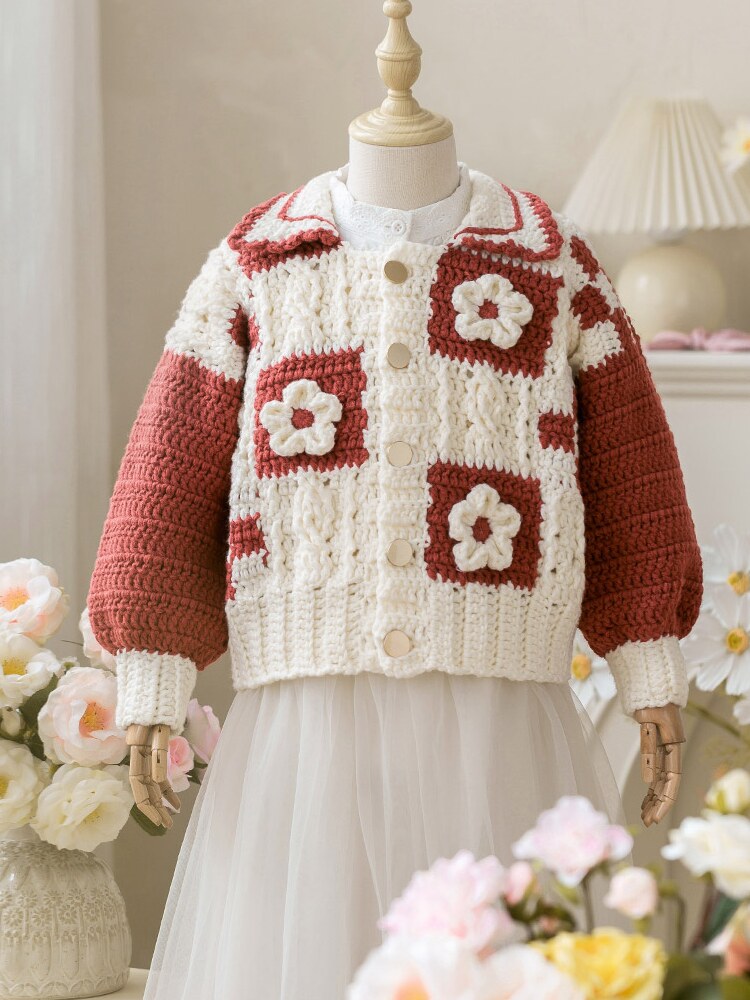 New mommy's handmade spring language color-blocked cardigan hand-knitted homemade diy material package wool ball to pass the time
