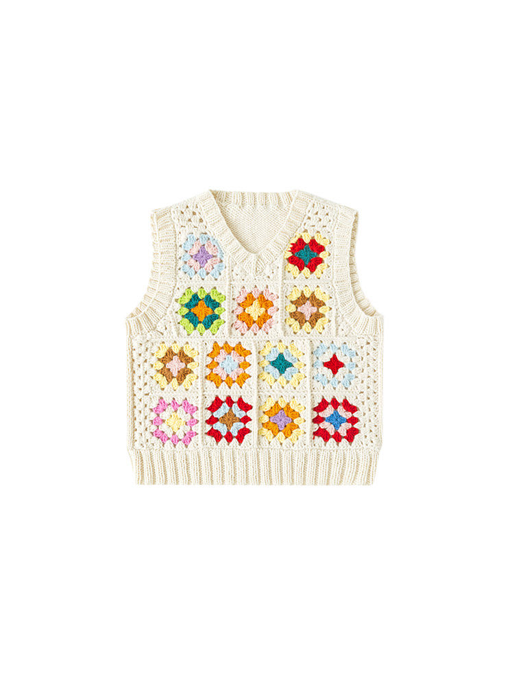 New mommy's handmade grandmother's checkered parent-child vest handmade diy crochet cotton knitting yarn ball material package