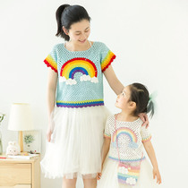 New Mommy Hands For Clouds Neon Short Sleeves Parent-child Handwoven Diy Clothes Wool Group Making Material Package Tutorial Meeting