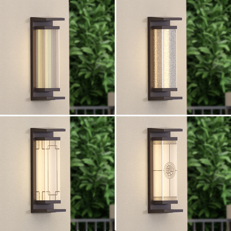 Wall Lamp Solar Powered Outdoor Waterproof New Chinese Style Villa Courtyard Lamp Outdoor Terrace Landscape Lamp Exterior Wall Lamp