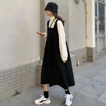 Medium and long skirt womens autumn Korean version of high waist slim small man can salt sweet gentle wind back belt dress tide