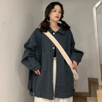 Autumn Korean Harajuku Harajuku style bf loose Joker retro long sleeve casual tooling denim jacket jacket women
