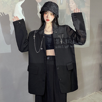 Blazer womens autumn Korean version of Harajuku wind bf loose Joker black retro Net red casual long sleeve top tide