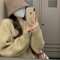 Port Taste Vintage Chic Design Sensation Small Crowdsourced Lazy Wind in Soft Glutinous Wavg Thickened Sweater Womens Spring
