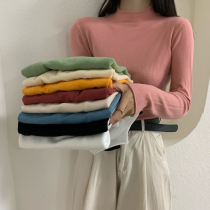 Autumn 2021 New Korean slim slim Joker round neck pullover white long sleeve knitwear short coat women