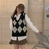 White shirt Garinger sweater with waistcoat waistcoat Two sets of womens spring clothes design feeling small crowdfold wearing long sleeve blouses
