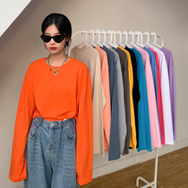 Autumn 2021 New Korean version of ins Hong Kong wind loose interior with solid color long sleeve T-shirt women White Base shirt coat tide