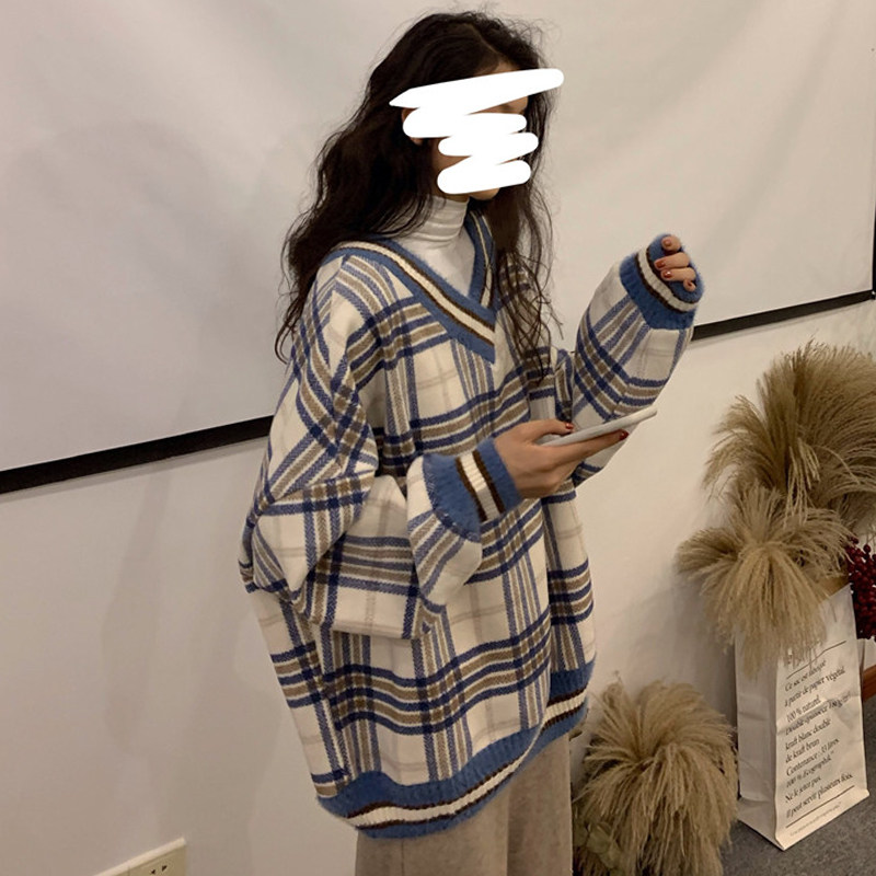 Spring and autumn Korean version of Lazy Wind 100 Lap Stripe Day Ensemble Retro Long Sleeve Hooded Sweater and Female Collar Blouse female