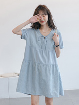 Pregnant Woman Summer Dress Dress Dress Cotton Clear New Ensemble Lead Tide Moms Small Sub Medium Long Summer Dress Blouse Blouse Net Red