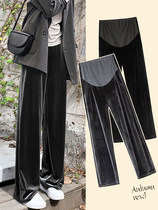 Pregnant women pants Spring and Autumn wear wide leg pants autumn and winter clothes plus velvet trousers casual straight pants Autumn Autumn