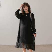 Spring Autumn Season New Pregnancy Woman dress Han version Fashion style Skirt Foreign Air Weight Reduction Dress Temperament Long-sleeved Pregnant Woman With Dress dress