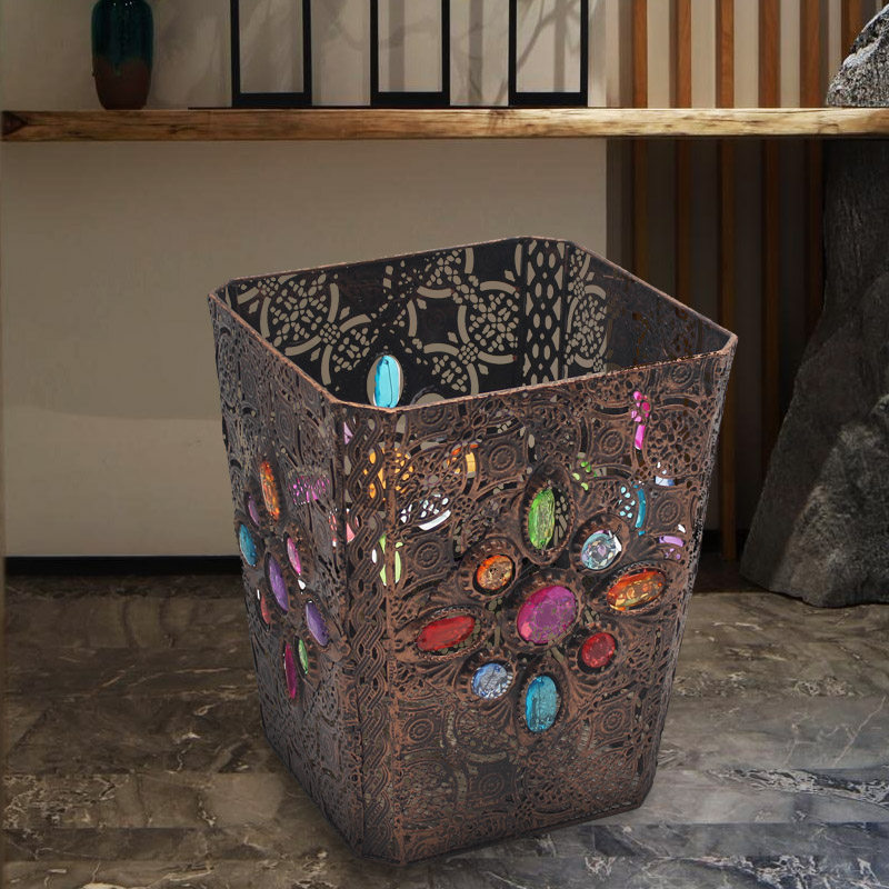Household trash can American retro creative personality paper basket storage living room bedroom industrial simple handmade coverless tube