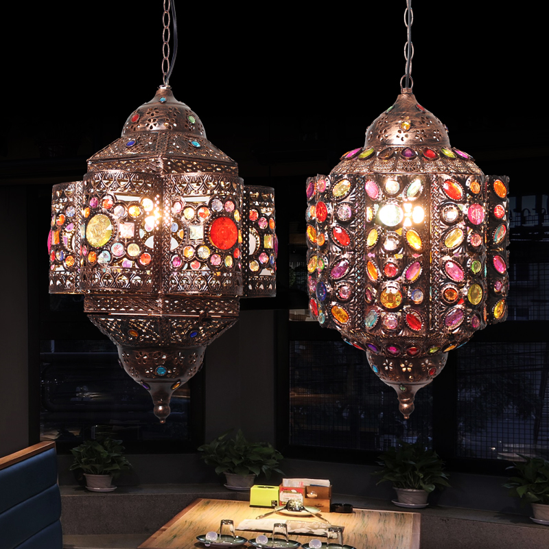 Moroccan Thai dining room chandelier bar retro wrought iron lamps led hotel hotel coffee project lamp