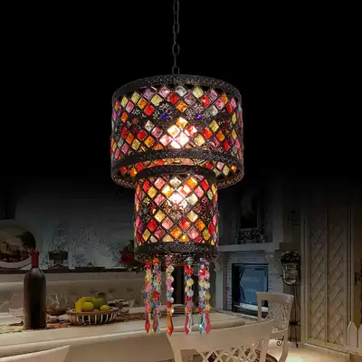 French pastoral tassel double-layer chandelier Hotel lobby Corridor Cafe Bar Hotel characteristic Thai lamp