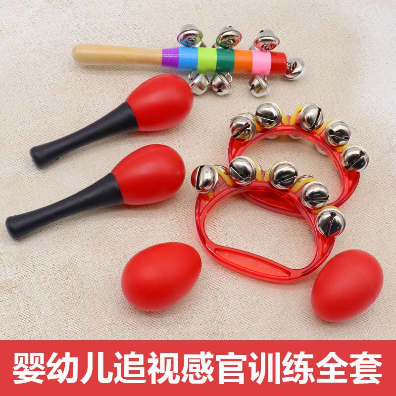 Baby sand hammer red ball hand rattle newborn baby hand grasping and listening to visual training red toy small rattle