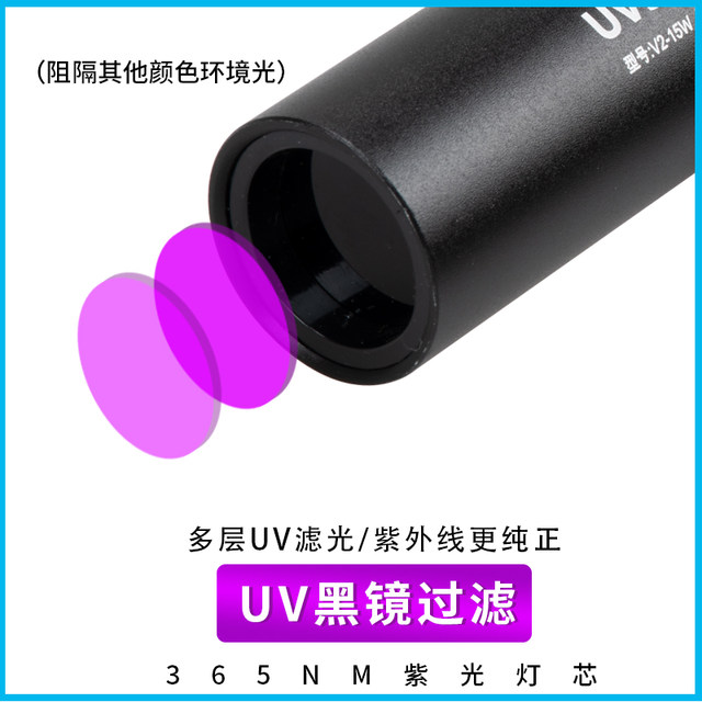 Aflatoxin Wood's detection lamp 365nm fluorescent agent cat moss lamp LED black mold fungus detection flashlight