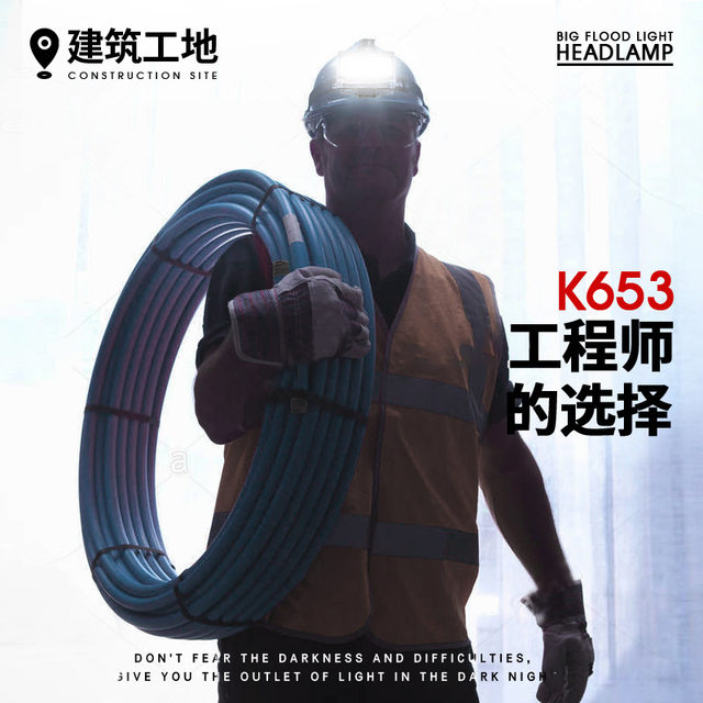 Smiling Shark Large Floodlight Rechargeable Headlamp for Construction Site Maintenance Work, Head-Mounted Light with Three Light Sources (White, Red, Green) for Beekeeping