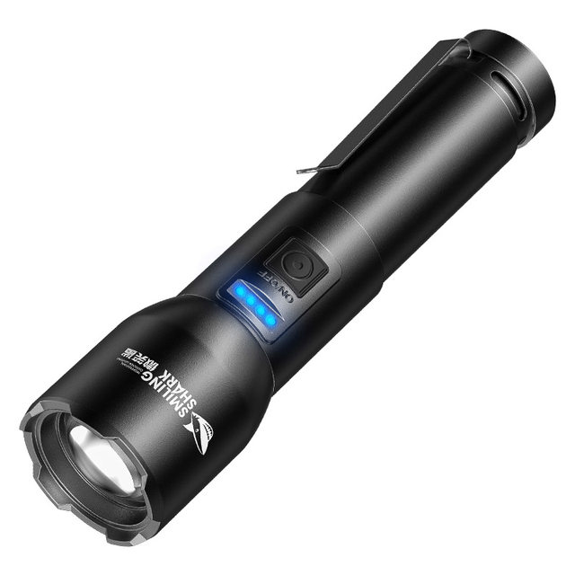 Smiling Shark M77 strong light focusing flashlight ultra-bright LED long-range hiking lighting outdoor large floodlight tactical emergency