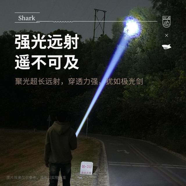 Smiling Shark White Laser Super Bright M80 Black Gold Flashlight Zoom Outdoor Caving Hiking LED Long-range Patrol Flashlight