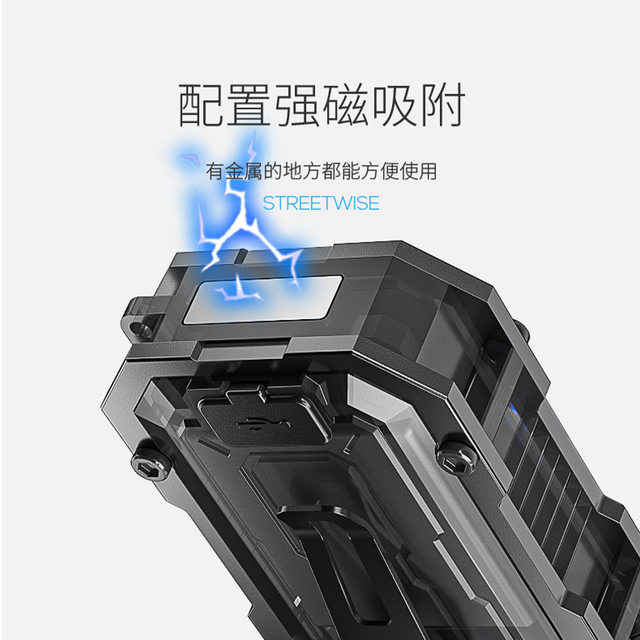 Smiling Shark Strong Light Auto Repair Work Light with Strong Magnet, Ultra-Bright Floodlight Side Light, Red and Blue Flashing Emergency Warning Flashlight