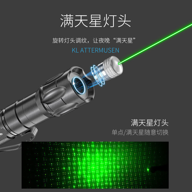 Smiling Shark Sales Laser Green Laser Pointer Star Pointer Pen for Sand Table Teaching, Long Range Adjustable Starry Sky Cat Toy Flashlight