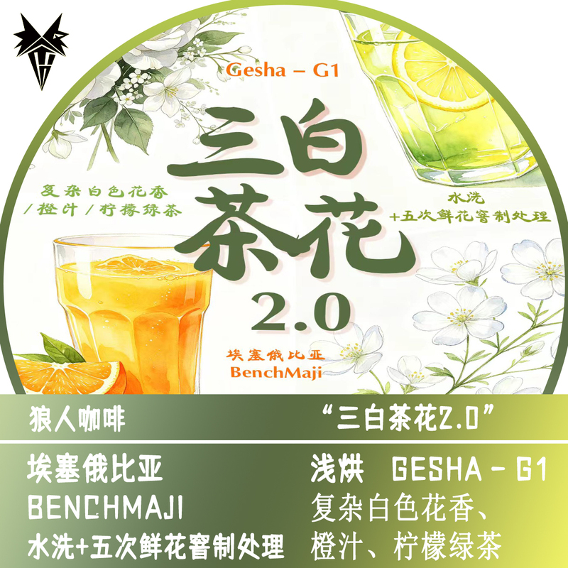 Werewolf Coffee Ethiopia Fermented Processing Three White Tea Flowers 2.0 Werewolf Coffee Ethiopia Fermented Processing Three White Tea Flowers 2.0