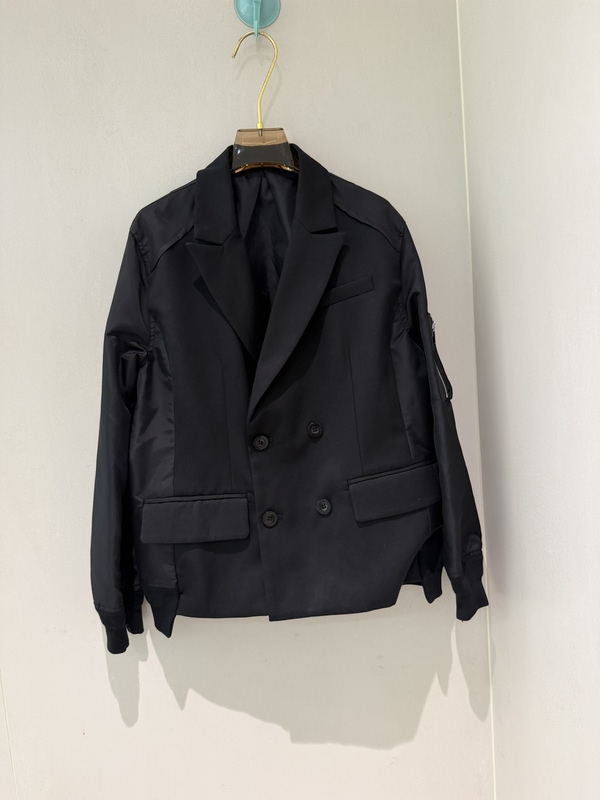 Niche Avant-Garde Fashionable Nordic Dark Heavy-Duty Patchwork Trench Coat with a Blazer Collar and Zipper Sacai Jacket