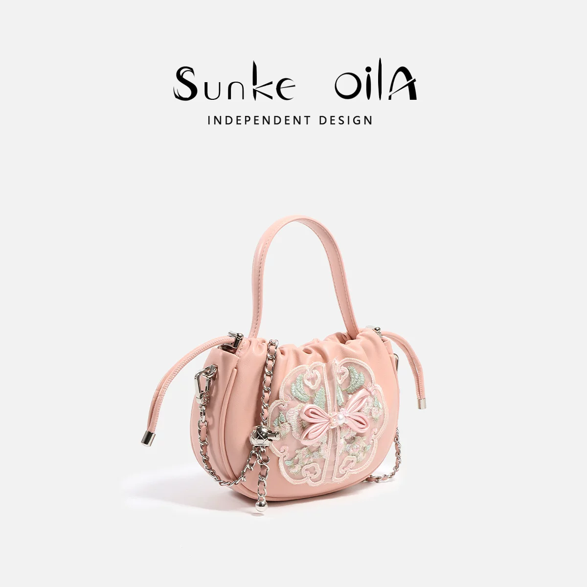 Sunke OiLA Fuchsia кошелек, сумка через плечо, натуральная кожа, с вышивкой
