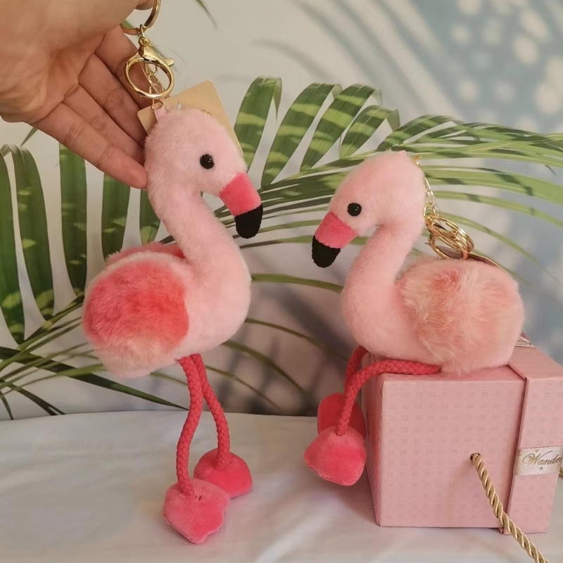 Internet Celebrity Flamingo Bird Plush Toy Keychain Small Pendant Girl Heart Backpack Bag Doll Small Pendant Jewelry