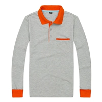 Серый оранжевый воротник плюс карманные длинные рукава