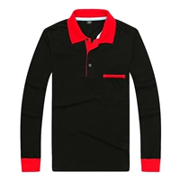 Черный красный воротник плюс карманные длинные рукава