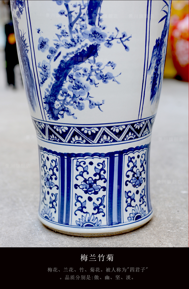 Jingdezhen ceramic hand - made the sitting room of large blue and white porcelain vase by patterns to heavy large Chinese high furnishing articles