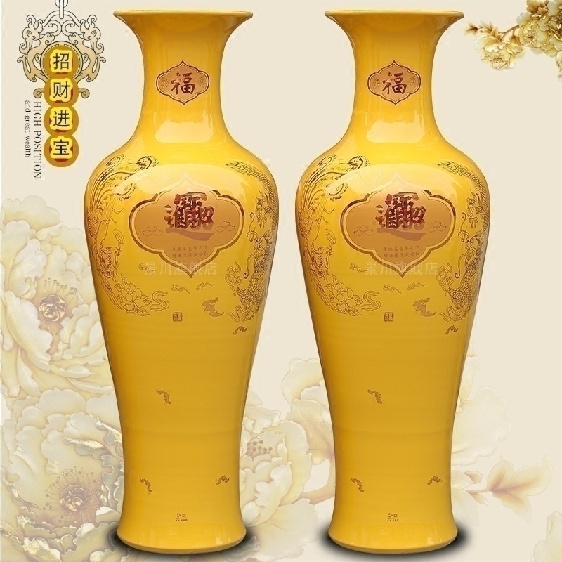 Jingdezhen chinaware bottle China Huang Longfeng home sitting room adornment is placed a thriving business of large vase