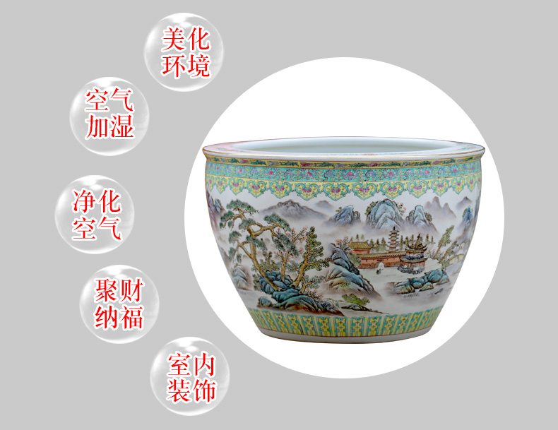 Jingdezhen hand - made landscape painting ceramic goldfish turtle cylinder painting and calligraphy study of sitting room place, a large water lily cylinder