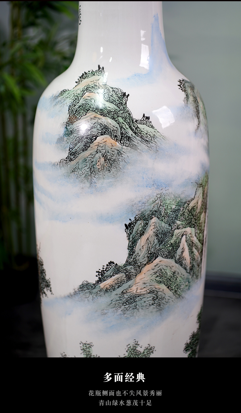 Jingdezhen pastel hand - made scenery large sitting room landing big vase furnishing articles household porcelain ceramic decoration