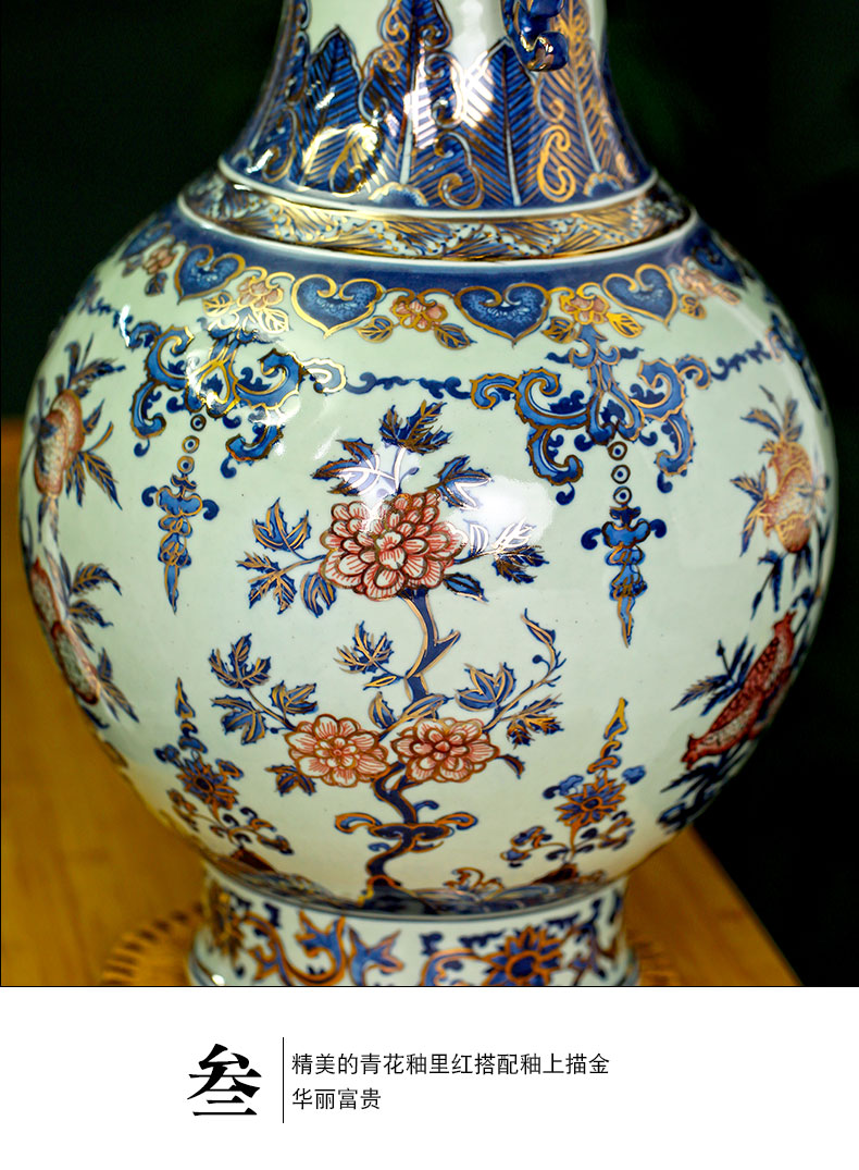 Jingdezhen chinaware paint ears antique blue and white porcelain vase flower arranging new sitting room of Chinese style household act the role ofing is tasted furnishing articles