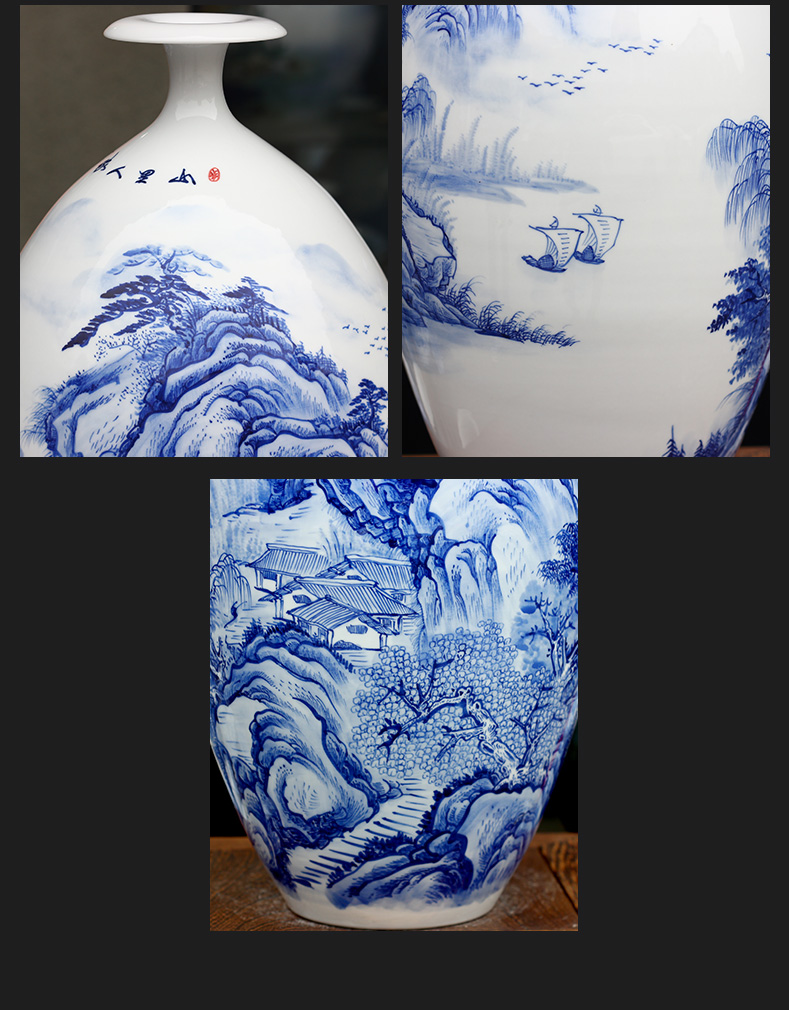 Jingdezhen ceramic hand - made somebody else vase in the mountains of modern household of Chinese style living room craft ornaments archaize furnishing articles