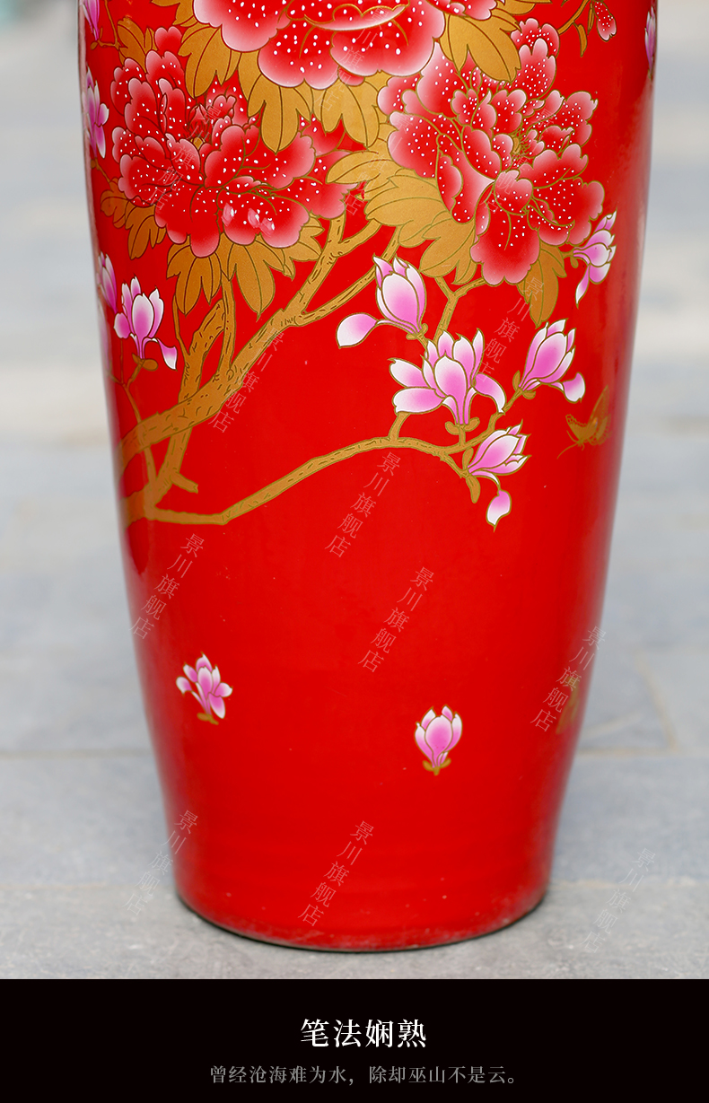 Jingdezhen ceramic riches and honor peony flowers large vase opening home furnishing articles sitting room of Chinese style wedding gift