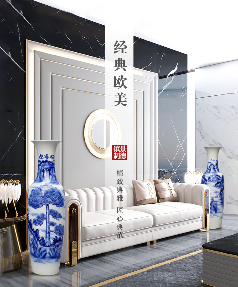 Jingdezhen ceramics hand - made guest - the greeting pine of large vases, sitting room of Chinese style household furnishing articles hotel opening gifts