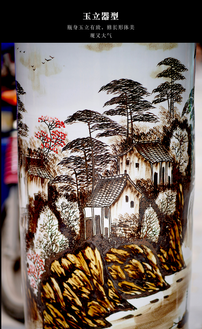 Jingdezhen ceramic hand - made landscape painting of large vase furnishing articles hotel lobby porch opening gifts