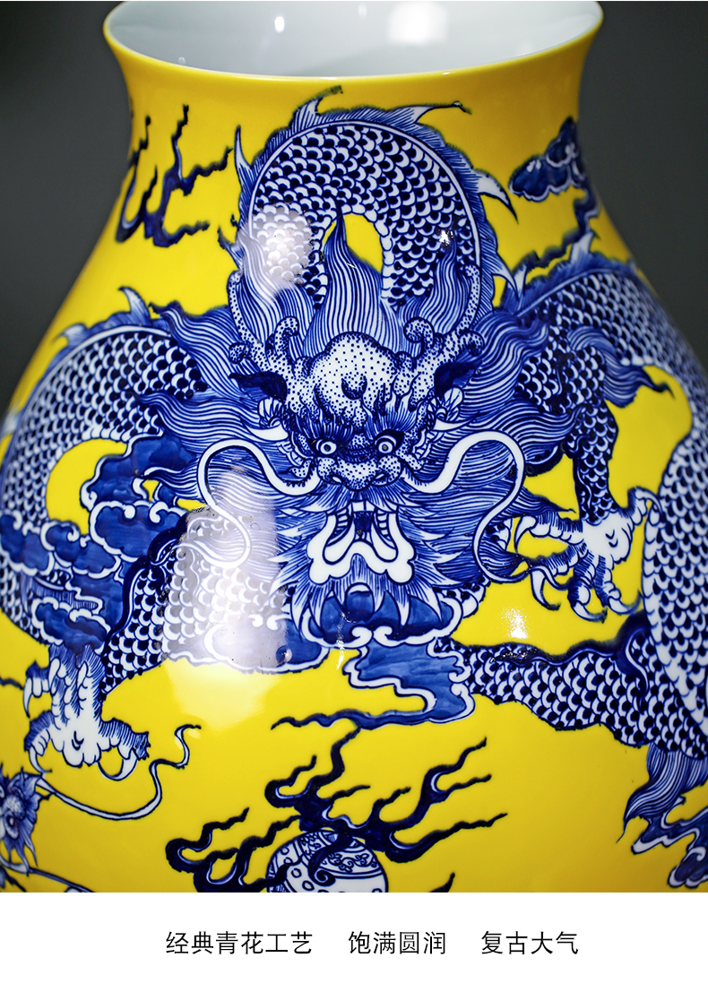 Jingdezhen blue and white dragon hand antique ceramics at home TV ark place porch calligraphy and painting to receive the goods